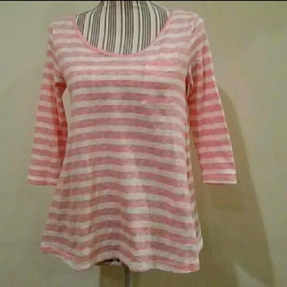 Anthropologie Striped Back Keyhole 3/4 Sle…